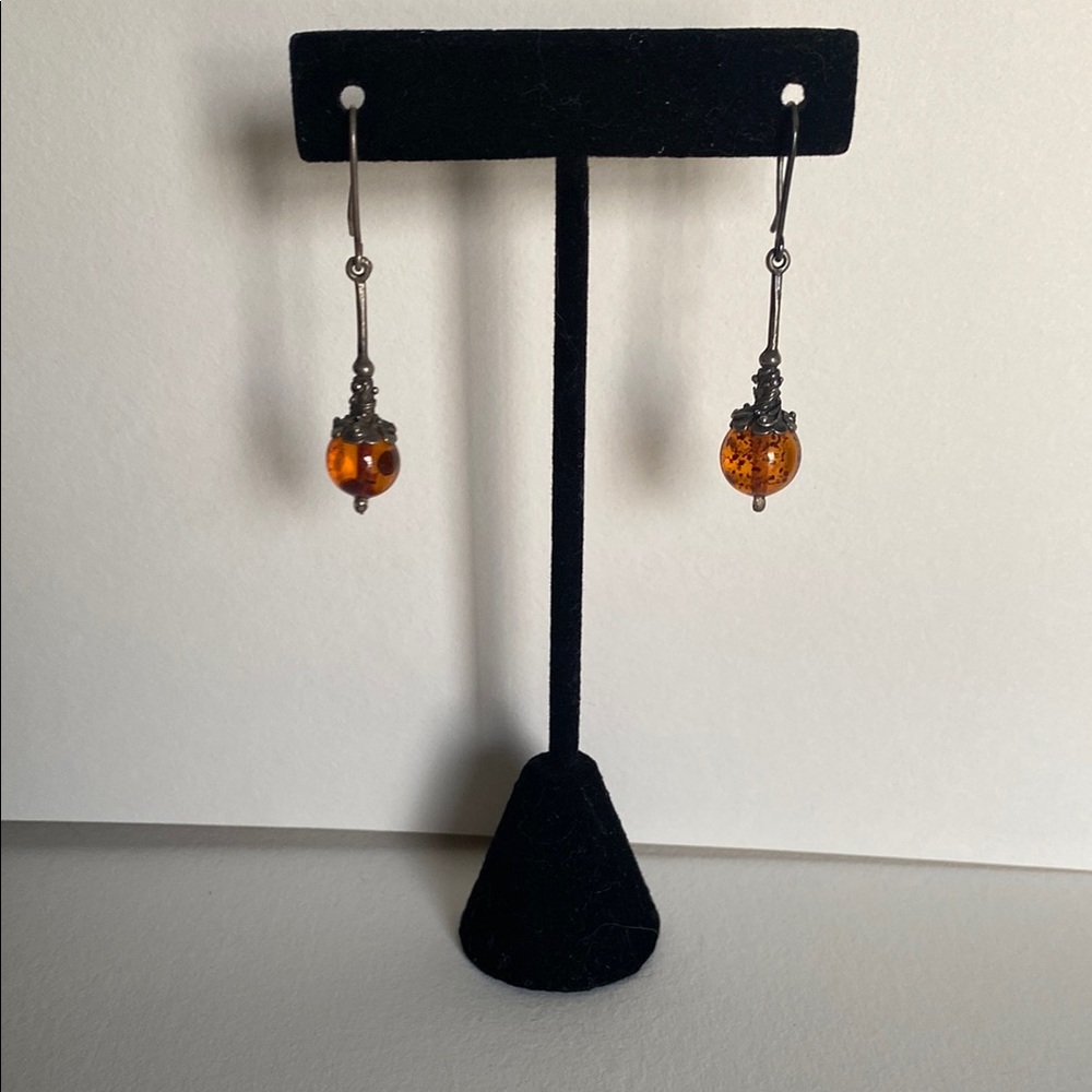 Silver and Amber earrings